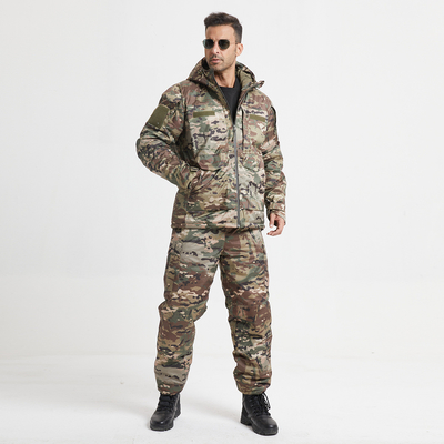 Casaco de Inverno de Fibra de Poliéster com Collar de Estand Solidas Cores Camuflagem fechadura de fecho